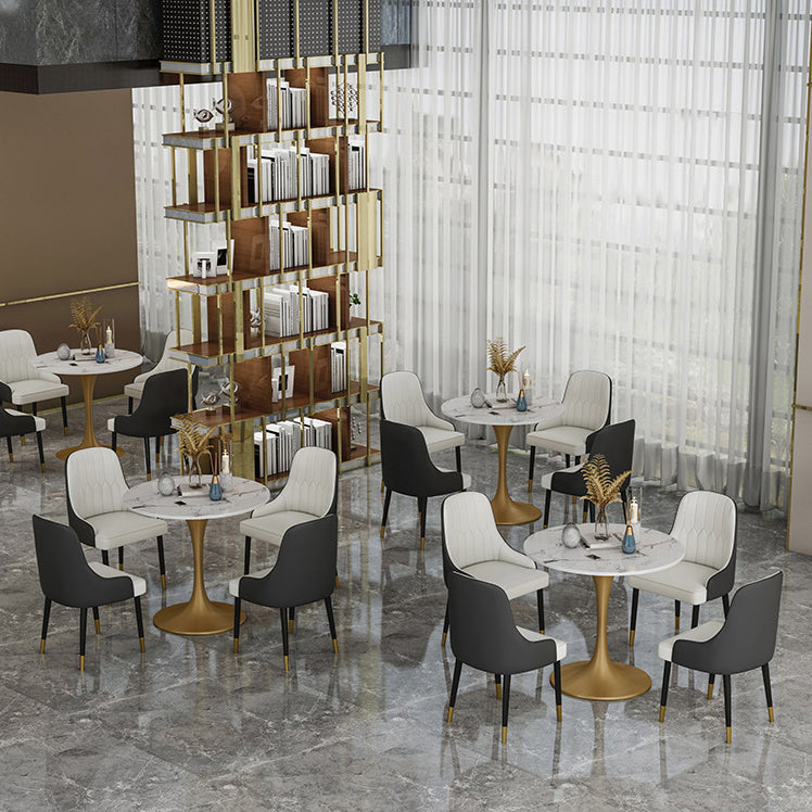 Glam Faux Marble Dining Table Set Round 1/2/4/5 Pieces Dining Set Clearhalo 'Dining Room Sets' 'Dining Tables & Seating' 'dining_room_set' 'furn' 'furn_dining_room_set' 'Furniture' 'Kitchen & Dining Furniture' 5542745
