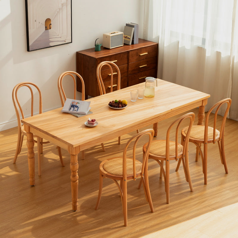 Solid Wood 1/2/3/7 Pieces Dining Set Modern Dining Furniture Set /Separate Items 7 Pieces: Table, 6 Light Wood Chairs Clearhalo 'Dining Room Sets' 'Dining Tables & Seating' 'dining_room_set' 'furn' 'furn_dining_room_set' 'Furniture' 'Kitchen & Dining Furniture' 5542750