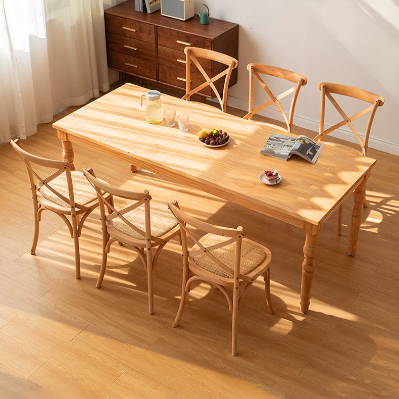 Solid Wood 1/2/3/7 Pieces Dining Set Modern Dining Furniture Set /Separate Items 7 Pieces: Table, 6 Brown Chairs Clearhalo 'Dining Room Sets' 'Dining Tables & Seating' 'dining_room_set' 'furn' 'furn_dining_room_set' 'Furniture' 'Kitchen & Dining Furniture' 5542757