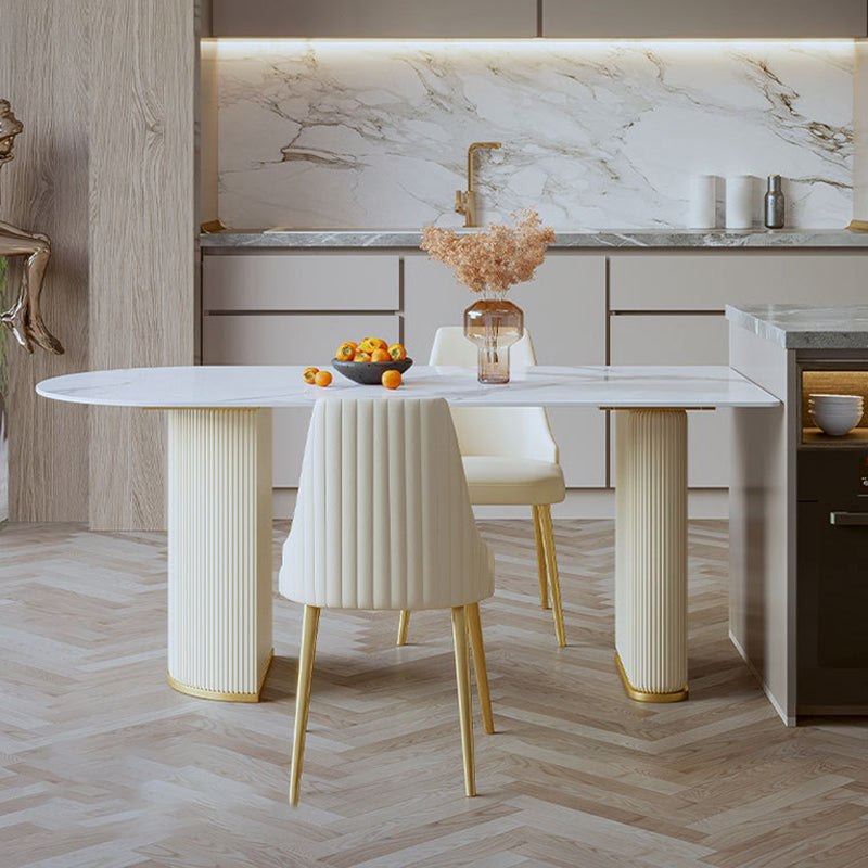 Set da pranzo in pietra sinterizzata stile Glam Set da pranzo da 1/3/5 pezzi per zone pranzo