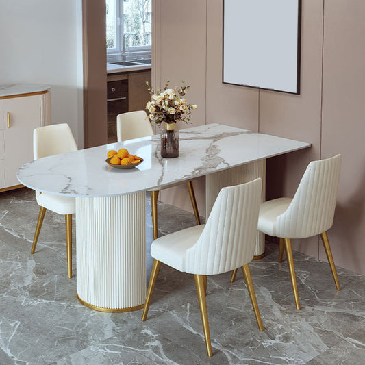 Set da pranzo in pietra sinterizzato in stile glam 1/3/5 pezzi set da pranzo per le aree da pranzo