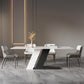 Set da pranzo in pietra sinterizzata in stile moderno Set da pranzo rettangolare 1/2/5/7 pezzi