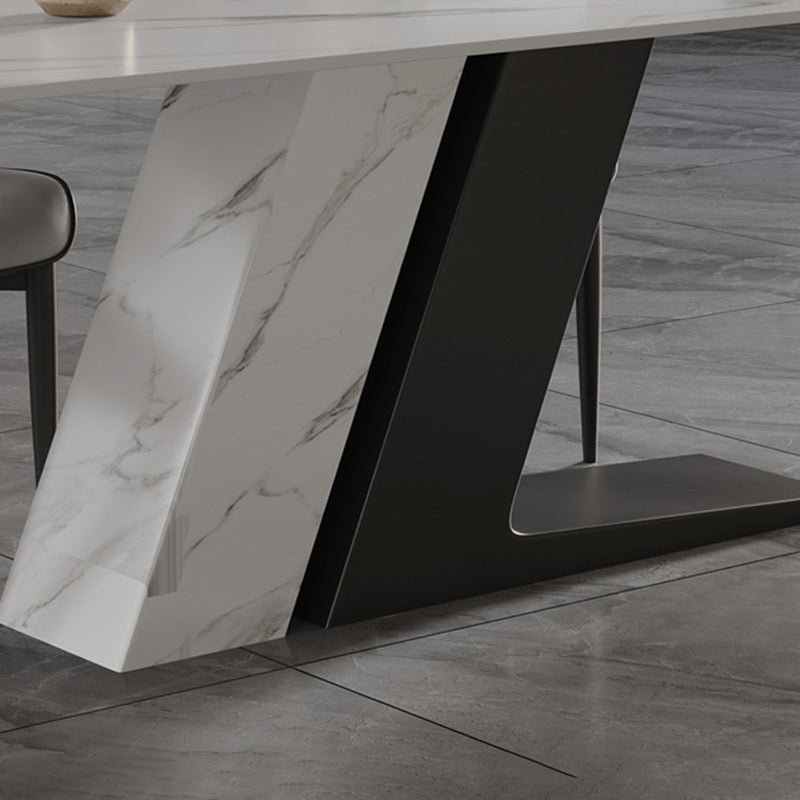 Set da pranzo in pietra sinterizzata in stile moderno Set da pranzo rettangolare 1/2/5/7 pezzi