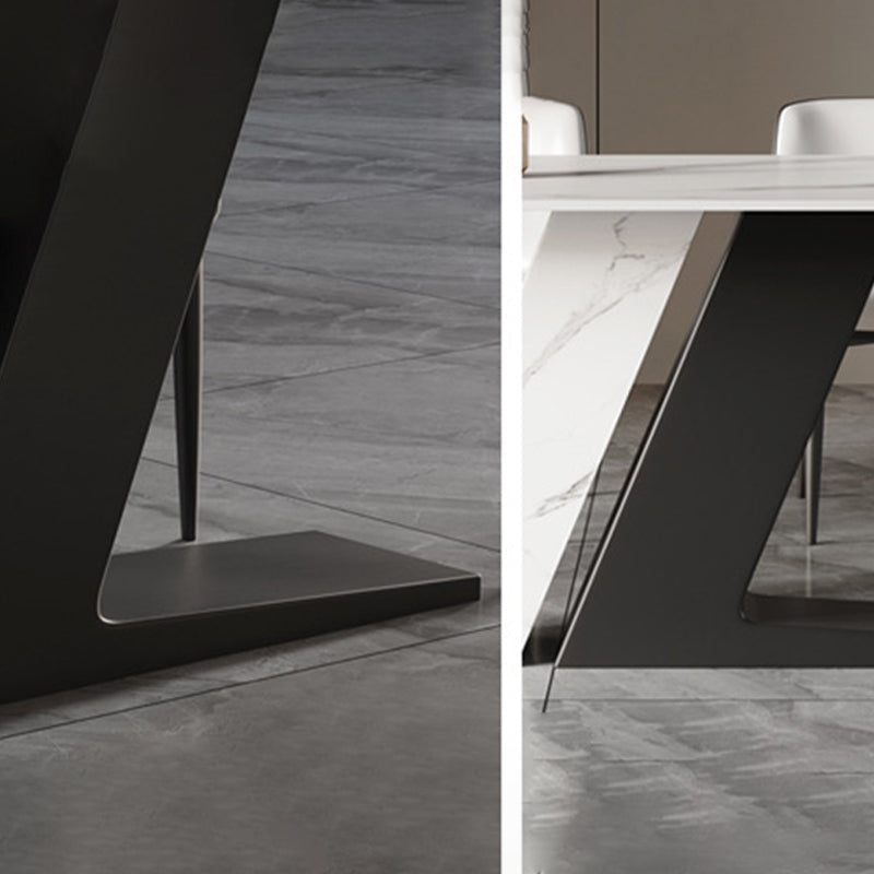 Set da pranzo in pietra sinterizzata in stile moderno Set da pranzo rettangolare 1/2/5/7 pezzi