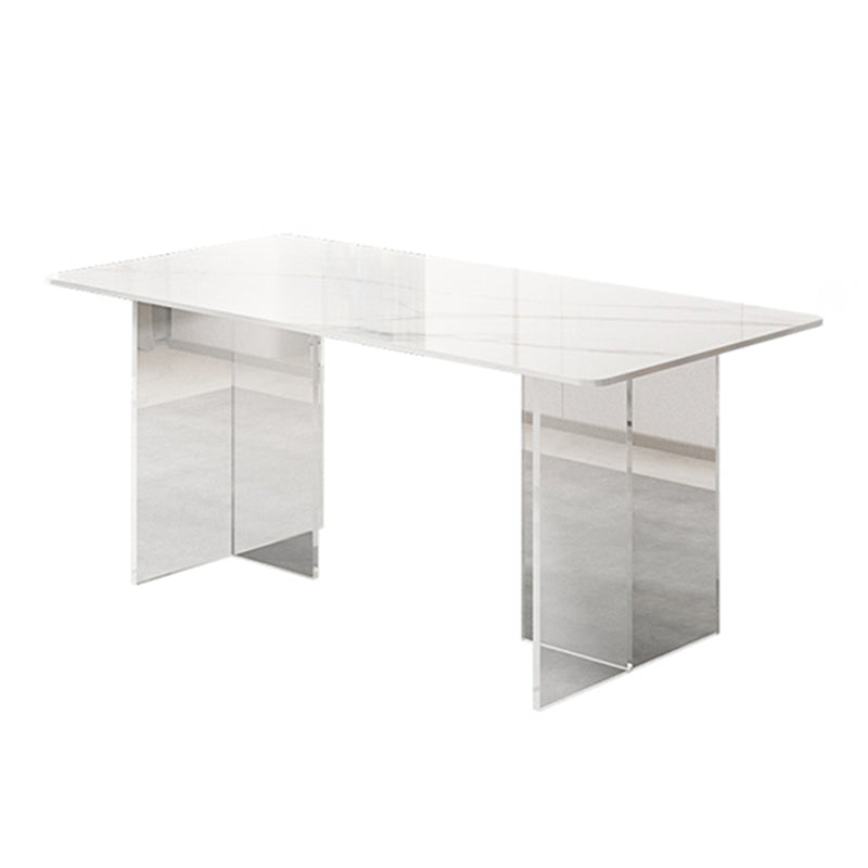Sintered Stone Top Table Double Pedestal Table for Home Kitchen Dinner Without Chairs Clearhalo 'Dining Tables & Seating' 'Dining Tables' 'dining_table' 'furn' 'furn_dining_table' 'Furniture' 'Kitchen & Dining Furniture' 5542932