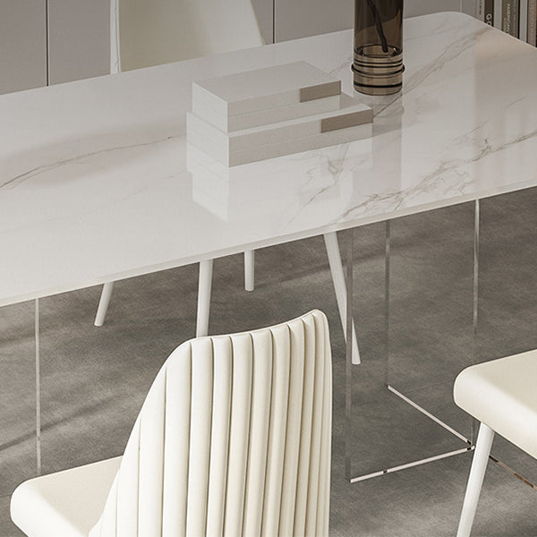 Sintered Stone Top Table Double Pedestal Table for Home Kitchen Dinner Clearhalo 'Dining Tables & Seating' 'Dining Tables' 'dining_table' 'furn' 'furn_dining_table' 'Furniture' 'Kitchen & Dining Furniture' 5542938