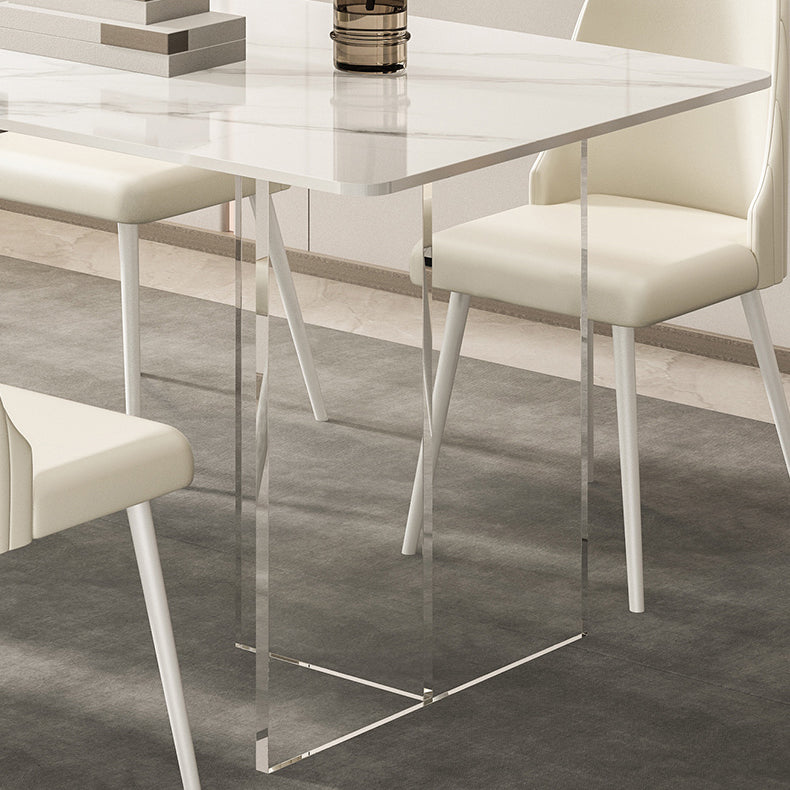 Sintered Stone Top Table Double Pedestal Table for Home Kitchen Dinner Clearhalo 'Dining Tables & Seating' 'Dining Tables' 'dining_table' 'furn' 'furn_dining_table' 'Furniture' 'Kitchen & Dining Furniture' 5542940