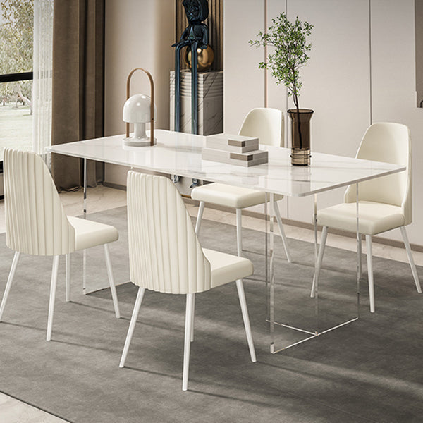 Sintered Stone Top Table Double Pedestal Table for Home Kitchen Dinner Clearhalo 'Dining Tables & Seating' 'Dining Tables' 'dining_table' 'furn' 'furn_dining_table' 'Furniture' 'Kitchen & Dining Furniture' 5542941