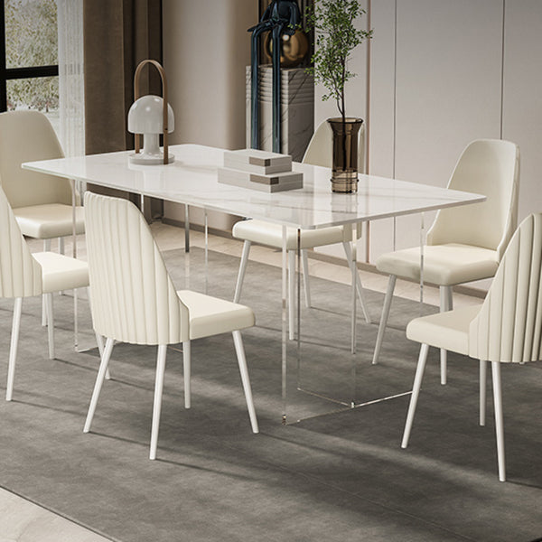 Sintered Stone Top Table Double Pedestal Table for Home Kitchen Dinner Clearhalo 'Dining Tables & Seating' 'Dining Tables' 'dining_table' 'furn' 'furn_dining_table' 'Furniture' 'Kitchen & Dining Furniture' 5542945