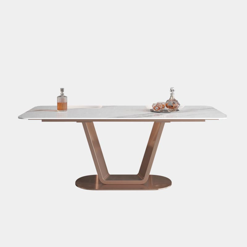 Rose Base Pedestal Casual Dining Table Rectangle Traditional Luxury Dining Table Clearhalo 'Dining Tables & Seating' 'Dining Tables' 'dining_table' 'furn' 'furn_dining_table' 'Furniture' 'Kitchen & Dining Furniture' 5542966