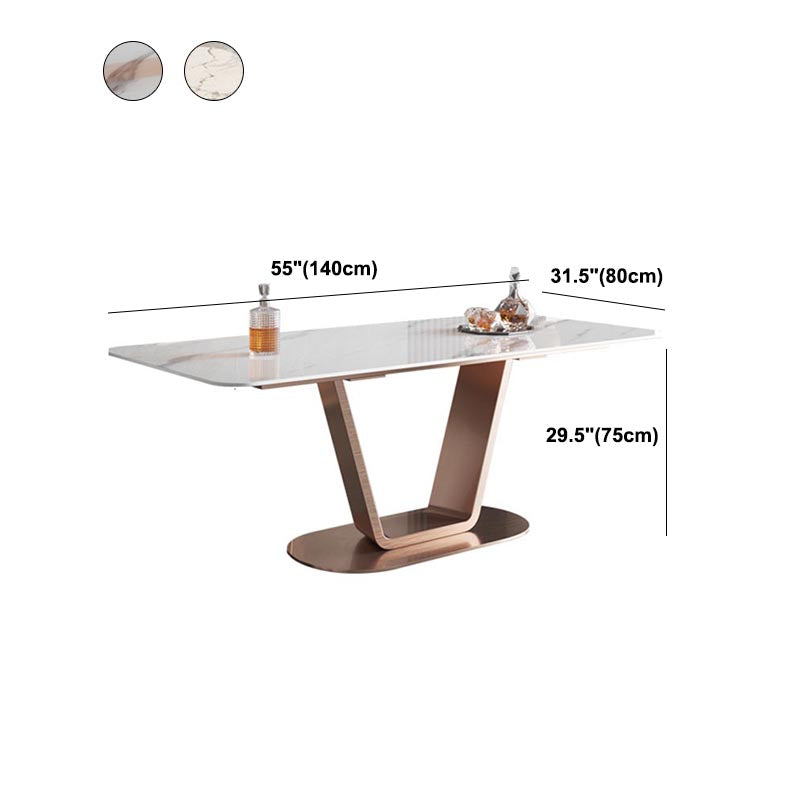Rose Base Pedestal Casual Dining Table Rectangle Traditional Luxury Dining Table Clearhalo 'Dining Tables & Seating' 'Dining Tables' 'dining_table' 'furn' 'furn_dining_table' 'Furniture' 'Kitchen & Dining Furniture' 5542968