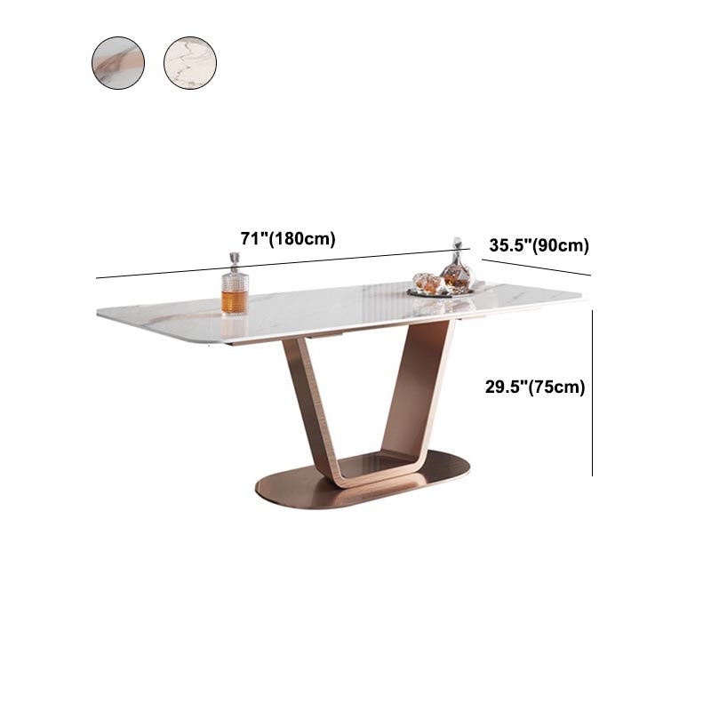Rose Base Pedestal Casual Dining Table Rectangle Traditional Luxury Dining Table Clearhalo 'Dining Tables & Seating' 'Dining Tables' 'dining_table' 'furn' 'furn_dining_table' 'Furniture' 'Kitchen & Dining Furniture' 5542970