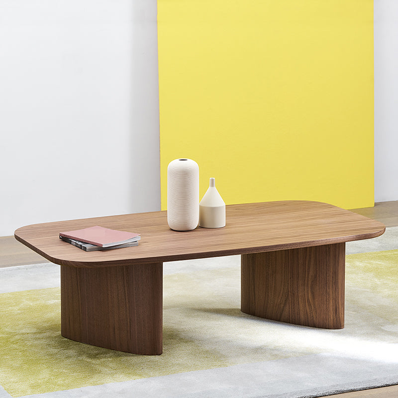 Rechteck Esstisch Massivholz Esstisch mit doppelter Sockel