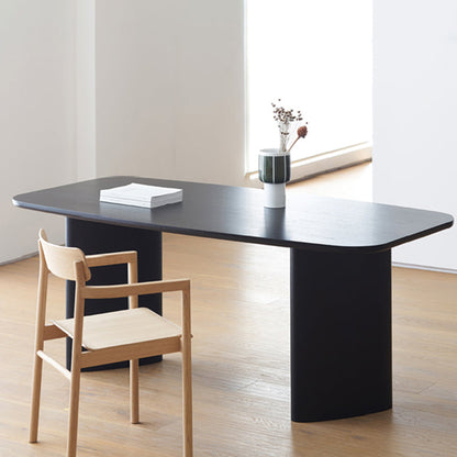 Rechteck Esstisch Massivholz Esstisch mit doppelter Sockel