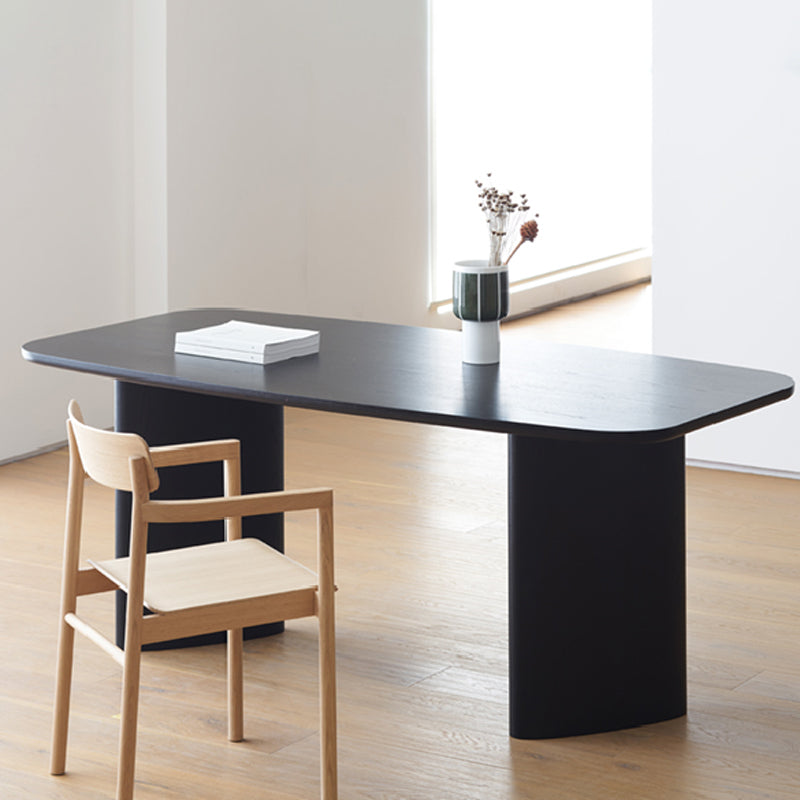 Rechteck Esstisch Massivholz Esstisch mit doppelter Sockel