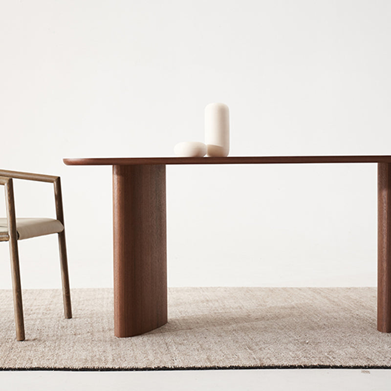 Rechteck Esstisch Massivholz Esstisch mit doppelter Sockel