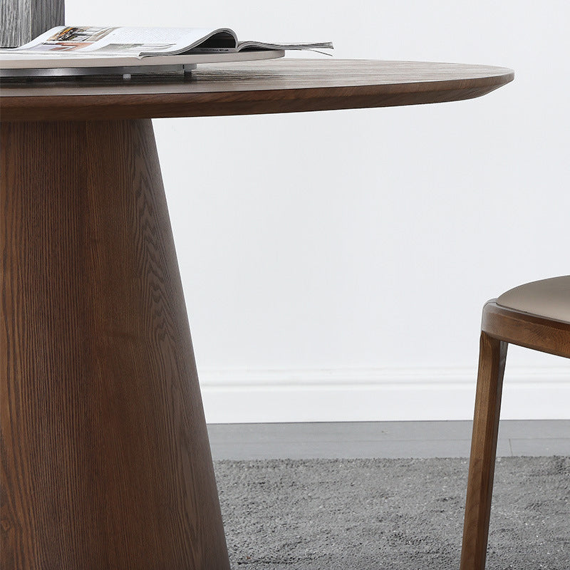 Tavolo da pranzo in pietra sinterizzato marrone rotondo mobili moderni convertibili con base di piedistallo