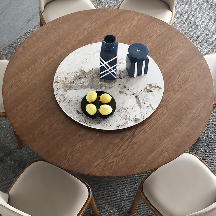Tavolo da pranzo in pietra sinterizzato marrone rotondo mobili moderni convertibili con base di piedistallo