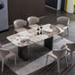 Modern Black Base Dinner Room Kitchen Table Rectangle Stone Dinette Table
