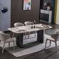 Modern Black Base Dinner Room Kitchen Table Rectangle Stone Dinette Table