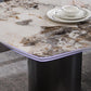 Modern Black Base Dinner Room Kitchen Table Rectangle Stone Dinette Table