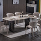 Modern Black Base Dinner Room Kitchen Table Rectangle Stone Dinette Table