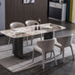 Modern Black Base Dinner Room Kitchen Table Rectangle Stone Dinette Table