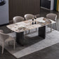 Modern Black Base Dinner Room Kitchen Table Rectangle Stone Dinette Table