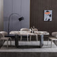 Modern Black Base Dinner Room Kitchen Table Rectangle Stone Dinette Table