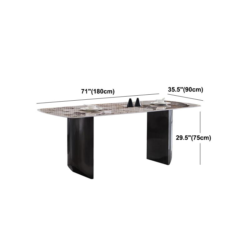 Modern Black Base Dinner Room Kitchen Table Rectangle Stone Dinette Table Clearhalo 'Dining Tables & Seating' 'Dining Tables' 'dining_table' 'furn' 'furn_dining_table' 'Furniture' 'Kitchen & Dining Furniture' 5543028