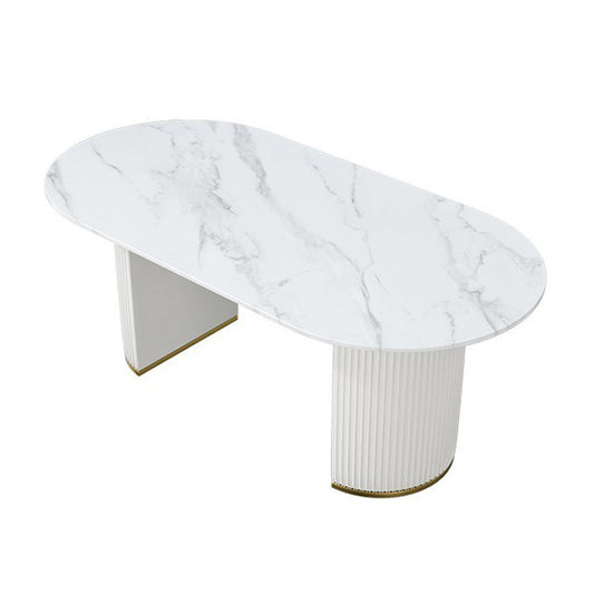 Oval Dining Table Traditional Luxury Dining Table with Double Pedestal