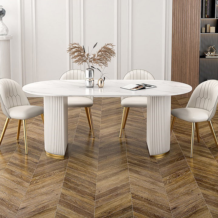 Oval Dining Table Traditional Luxury Dining Table with Double Pedestal