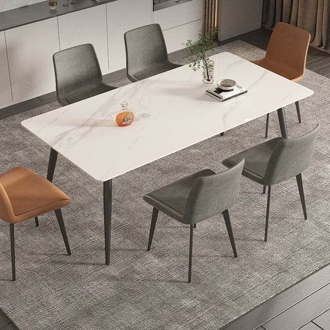 Sintered Stone Home Kitchen Table Industrial Dining Room Table White 55.1"L x 31.5"W x 29.5"H Without Chairs Clearhalo 'Dining Tables & Seating' 'Dining Tables' 'dining_table' 'furn' 'furn_dining_table' 'Furniture' 'Kitchen & Dining Furniture' 5543073