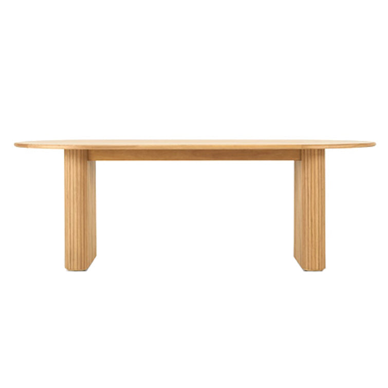 Oval Solid Wood Dining Table Double Pedestal Table in Natural