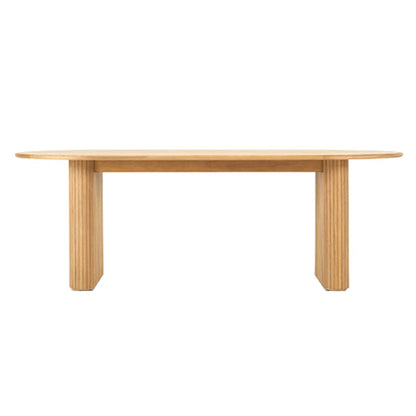 Oval Solid Wood Dining Table Double Pedestal Table in Natural