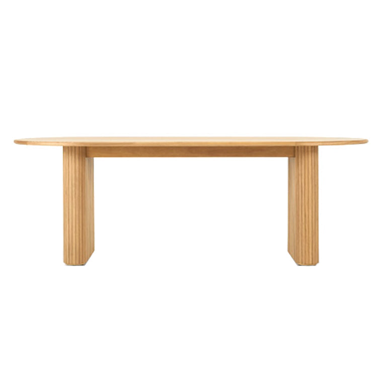 Oval Solid Wood Dining Table Double Pedestal Table in Natural