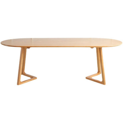 Solid Wood Dining Table Oval Dining Table with Double Pedestal Base
