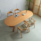 Solid Wood Dining Table Oval Dining Table with Double Pedestal Base