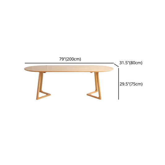 Solid Wood Dining Table Oval Dining Table with Double Pedestal Base