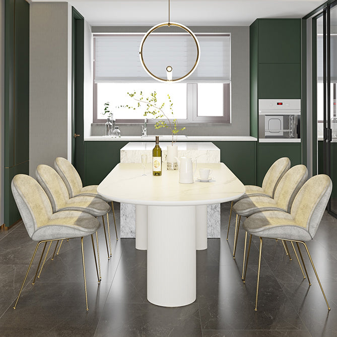 Free Form Stone Top Dining Table Modern Tripod Dining Table for Restaurant 55.1"L x 27.6"W x 29.5"H Without Chairs Clearhalo 'Dining Tables & Seating' 'Dining Tables' 'dining_table' 'furn' 'furn_dining_table' 'Furniture' 'Kitchen & Dining Furniture' 5543217