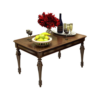 Solid Wood Top Dining Table Mid-Century Modern Dining Table with 4 Wood Legs 47.2"L x 27.6"W x 29.9"H Without Chairs Clearhalo 'Dining Tables & Seating' 'Dining Tables' 'dining_table' 'furn' 'furn_dining_table' 'Furniture' 'Kitchen & Dining Furniture' 5543236