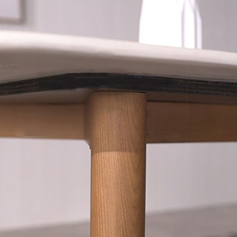 Stone Top Dining Table Mid-Century Modern Table with 4 Wood Legs Clearhalo 'Dining Tables & Seating' 'Dining Tables' 'dining_table' 'furn' 'furn_dining_table' 'Furniture' 'Kitchen & Dining Furniture' 5543250