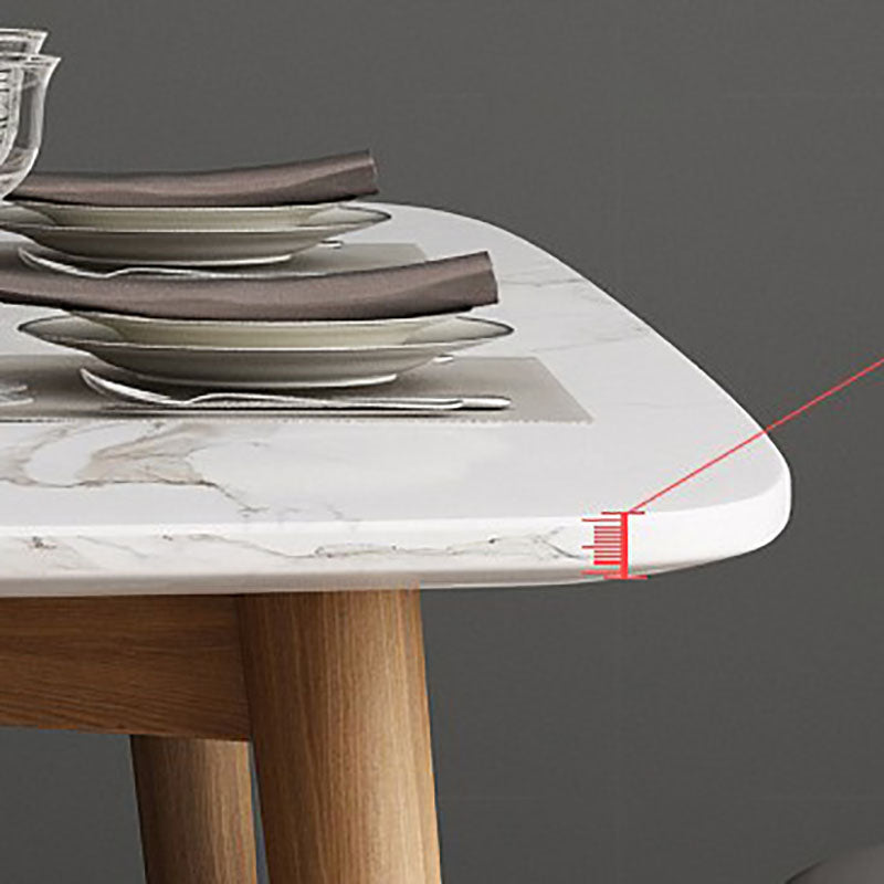 Stone Top Dining Table Mid-Century Modern Table with 4 Wood Legs Clearhalo 'Dining Tables & Seating' 'Dining Tables' 'dining_table' 'furn' 'furn_dining_table' 'Furniture' 'Kitchen & Dining Furniture' 5543251