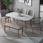 Stone Top Dining Table Mid-Century Modern Table with 4 Wood Legs Clearhalo 'Dining Tables & Seating' 'Dining Tables' 'dining_table' 'furn' 'furn_dining_table' 'Furniture' 'Kitchen & Dining Furniture' 5543253