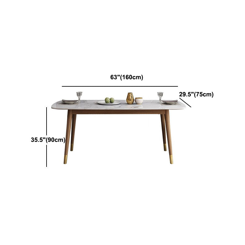 Stone Top Dining Table Mid-Century Modern Table with 4 Wood Legs Clearhalo 'Dining Tables & Seating' 'Dining Tables' 'dining_table' 'furn' 'furn_dining_table' 'Furniture' 'Kitchen & Dining Furniture' 5543258