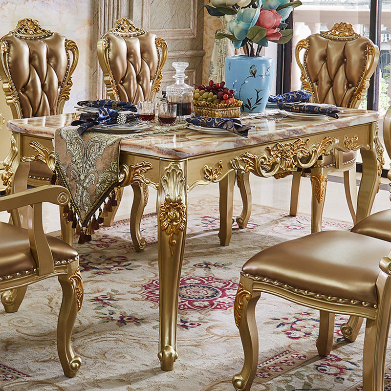 Mesa de comedor de mesa de mármol Top Rectangle con 4 patas de madera