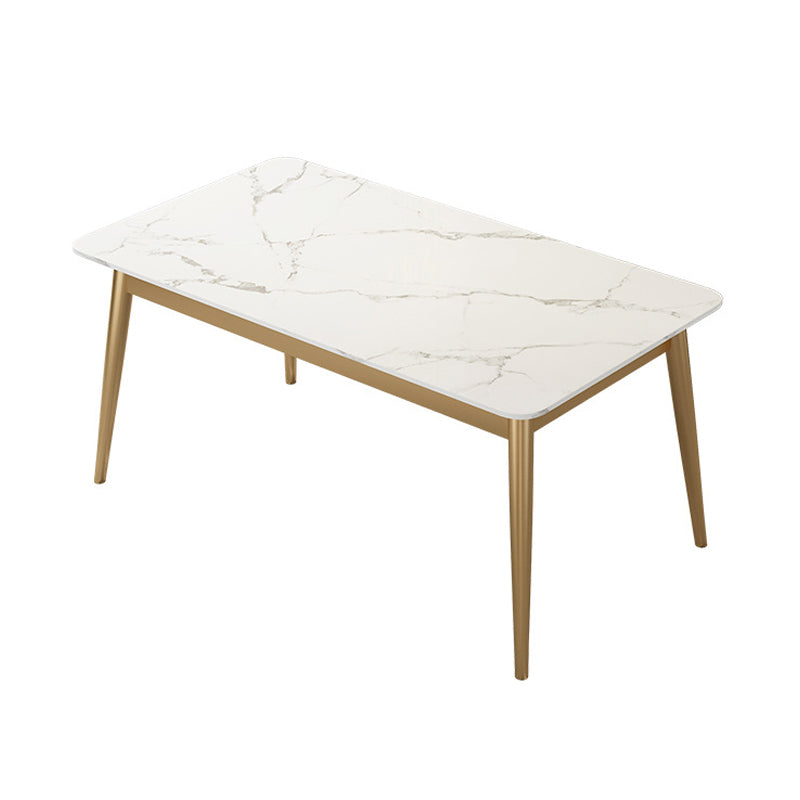 White Stone Top Dining Table Contemporary Rectangle Dining Table with 4 Legs Clearhalo 'Dining Tables & Seating' 'Dining Tables' 'dining_table' 'furn' 'furn_dining_table' 'Furniture' 'Kitchen & Dining Furniture' 5543311
