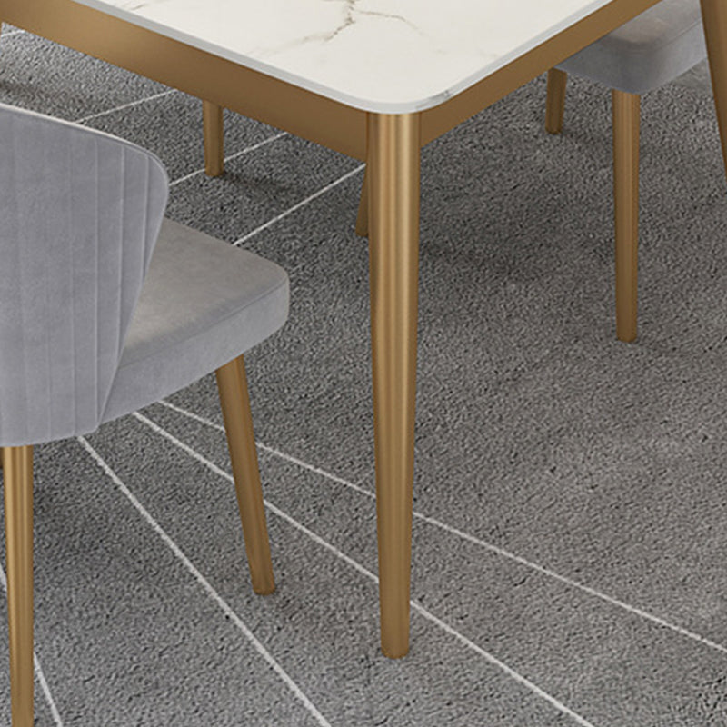 White Stone Top Dining Table Contemporary Rectangle Dining Table with 4 Legs Clearhalo 'Dining Tables & Seating' 'Dining Tables' 'dining_table' 'furn' 'furn_dining_table' 'Furniture' 'Kitchen & Dining Furniture' 5543312