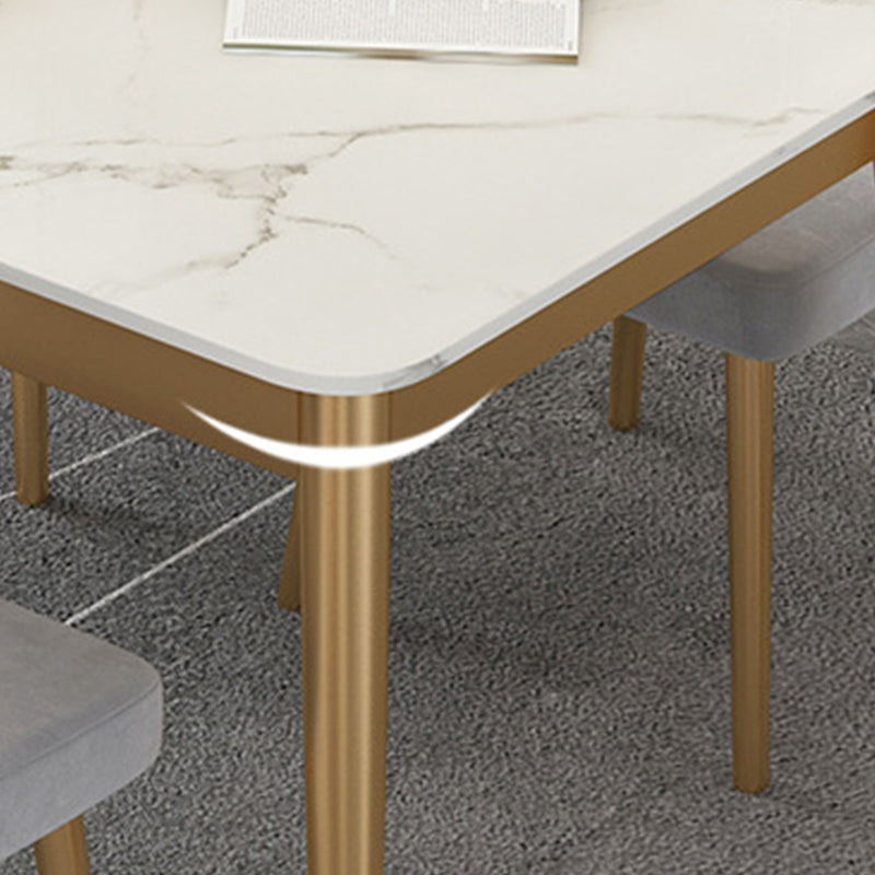 White Stone Top Dining Table Contemporary Rectangle Dining Table with 4 Legs Clearhalo 'Dining Tables & Seating' 'Dining Tables' 'dining_table' 'furn' 'furn_dining_table' 'Furniture' 'Kitchen & Dining Furniture' 5543313