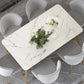 White Stone Top Dining Table Contemporary Rectangle Dining Table with 4 Legs Clearhalo 'Dining Tables & Seating' 'Dining Tables' 'dining_table' 'furn' 'furn_dining_table' 'Furniture' 'Kitchen & Dining Furniture' 5543314